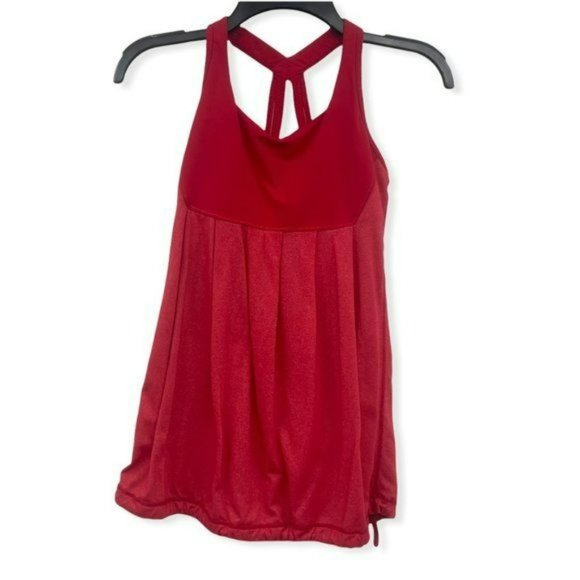 lululemon athletica Tops - Lululemon Red Halter Cinch Tank Top Strappy Open Back Womens Size 4